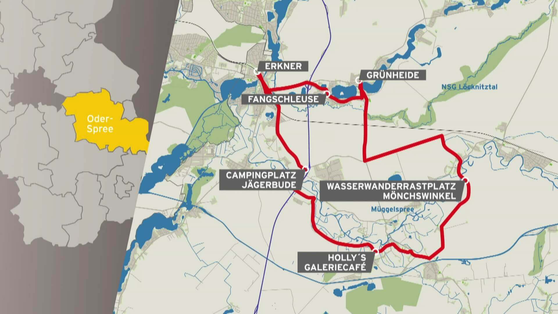 Karte Radtour "alte Spree".