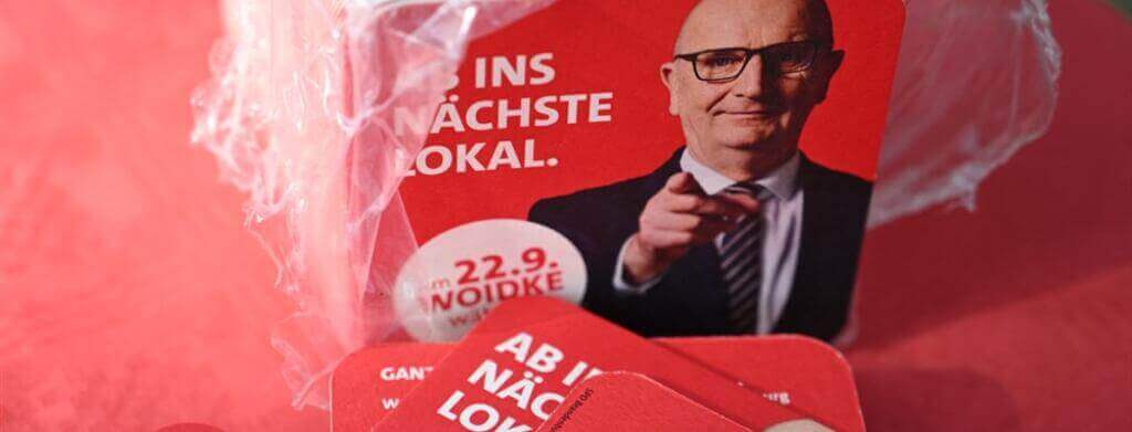 Poster van Woidke voor de verkiezingen.