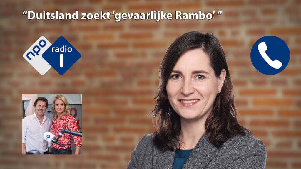 Ulrike Nagel – Radio 1 – Duitsland zoekt gevaarlijke Rambo in vakantiegebied Duitsland is in de ban van de klopjacht op een ‘gevaarlijke Rambo’. De man houdt zich schuil in de bossen van de populaire vakantiebestemming Zwarte Woud. Het gaat om Yves Rausch en is geen onbekende van de politie vertelt Duitsland correspondent Ulrike Nagel in Stax&Toine. Beluister het fragment van Radio 1.