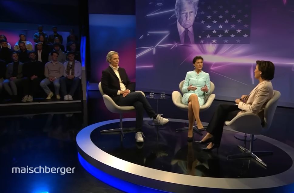 Alice Weidel en Sahra Wagenknecht in debat bij Maischberger.